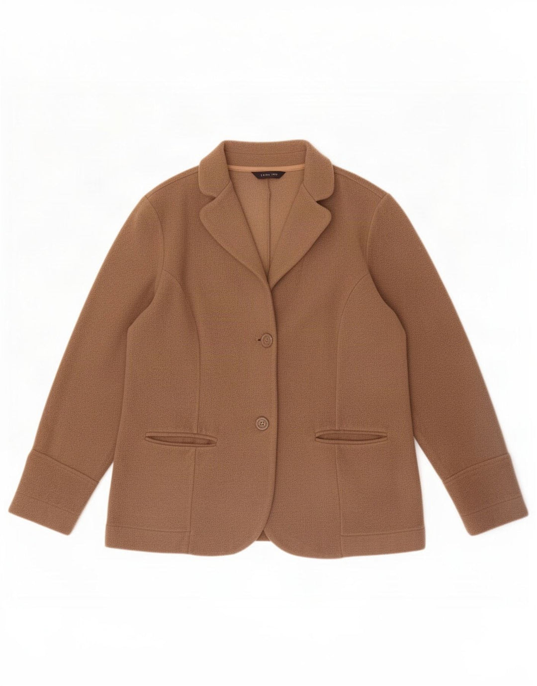 Lands End Dame Fleece 2 Button Blazer Jacket UK 12 Medium Beige Polyester