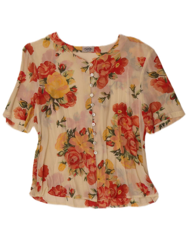 Taifun Dame 2-delt nederdel sæt EU 40 Medium W34 Beige Floral Viscose