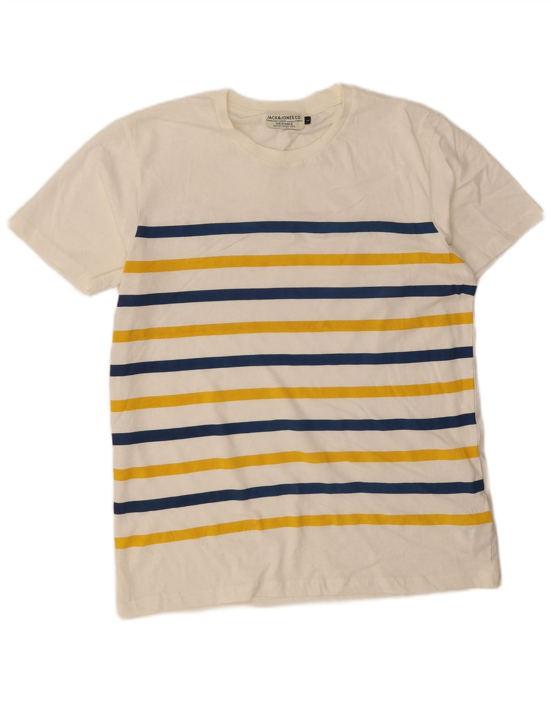 JACK & JONES Herre T-shirt Top Stor hvid stribet bomuld