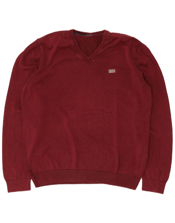 Napapijri Herre Geographic V-hals sweater XL rødbrun bomuld