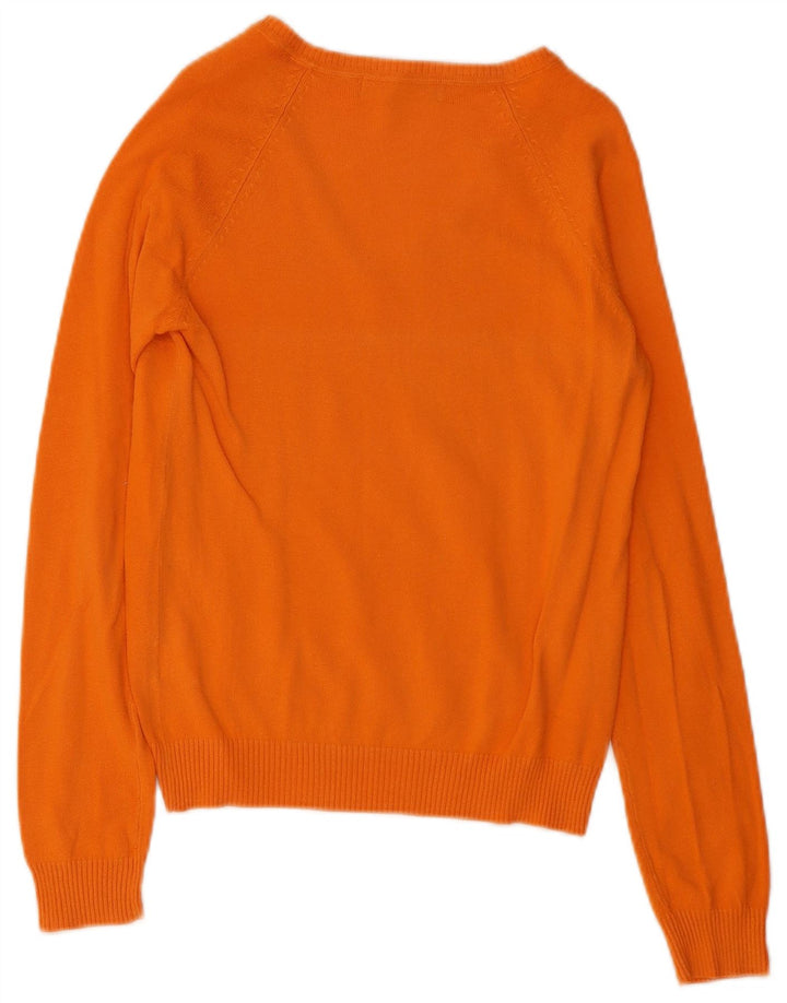 Zara Dame V-hals sweater UK 12 Medium Orange Bomuld