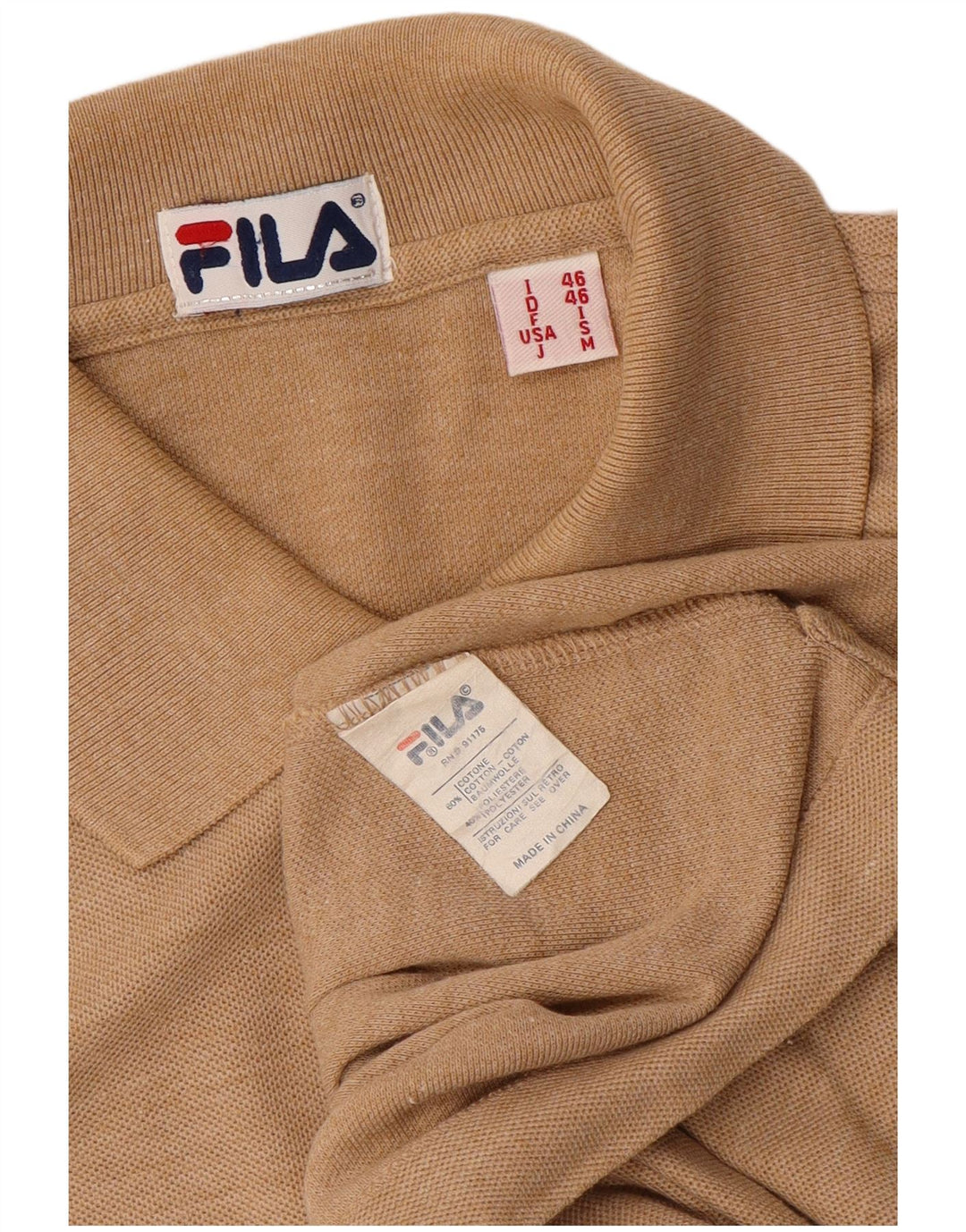 FILA Poloshirt til mænd IT 46 Lille brun flækket bomuld