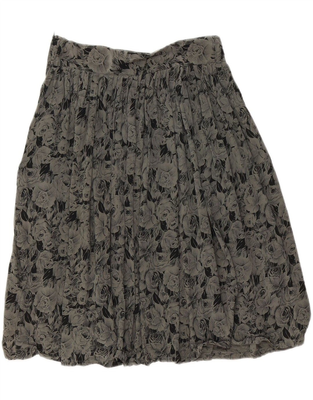 VINTAGE Womens Flared Skirt W28 Medium Grey Floral Vintage Vintage and Second-Hand Vintage from Messina Hembry 
