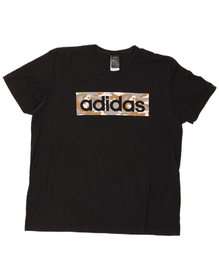 ADIDAS Grafisk T-shirt top til mænd 2XL sort bomuld