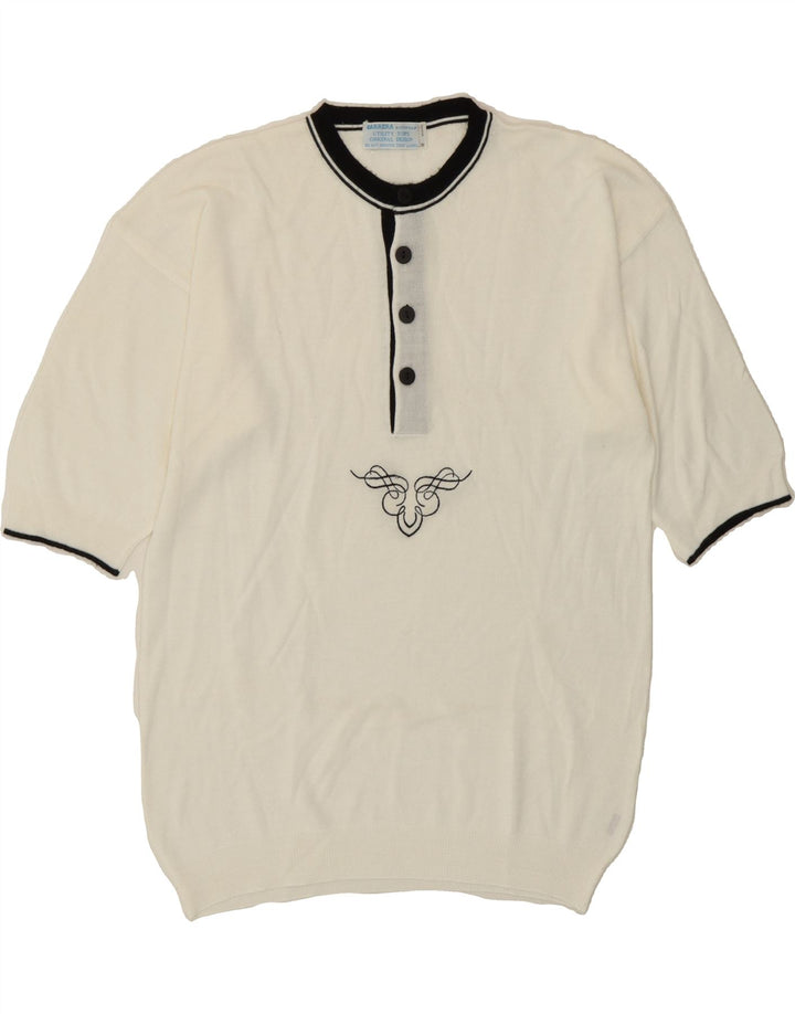 CARRERA Womens Longline Crew Neck Jumper Sweater UK 14 Medium White Vintage Carrera and Second-Hand Carrera from Messina Hembry 