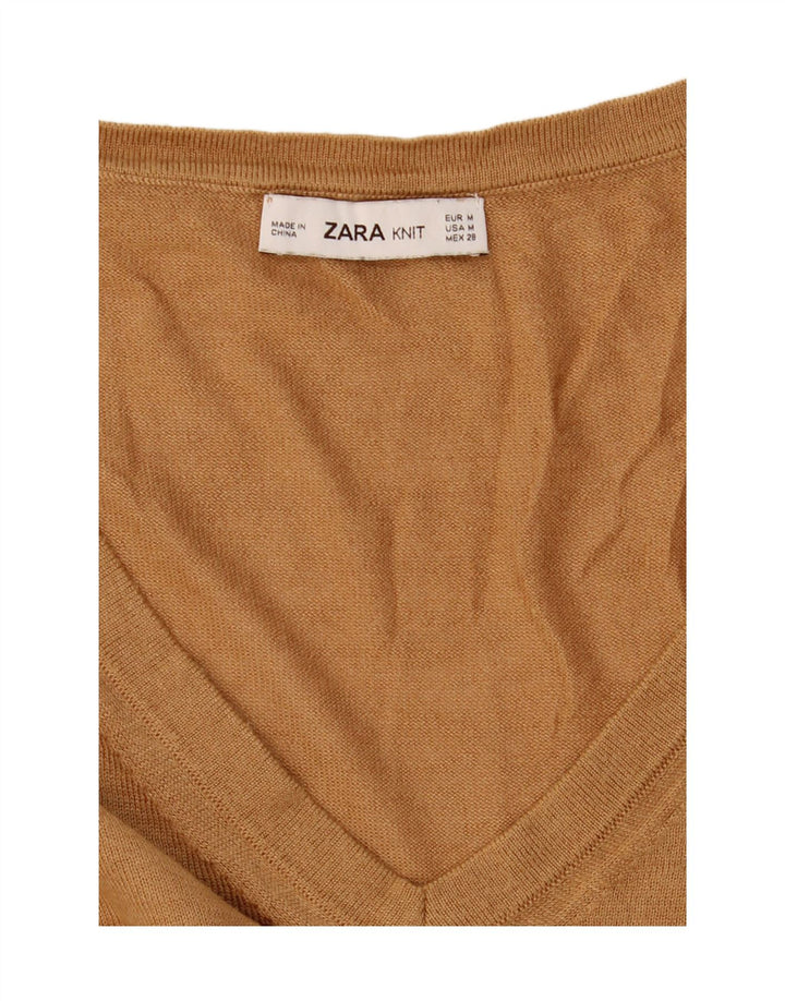 Zara Dame Oversized V-hals sweater UK 14 Medium Brun
