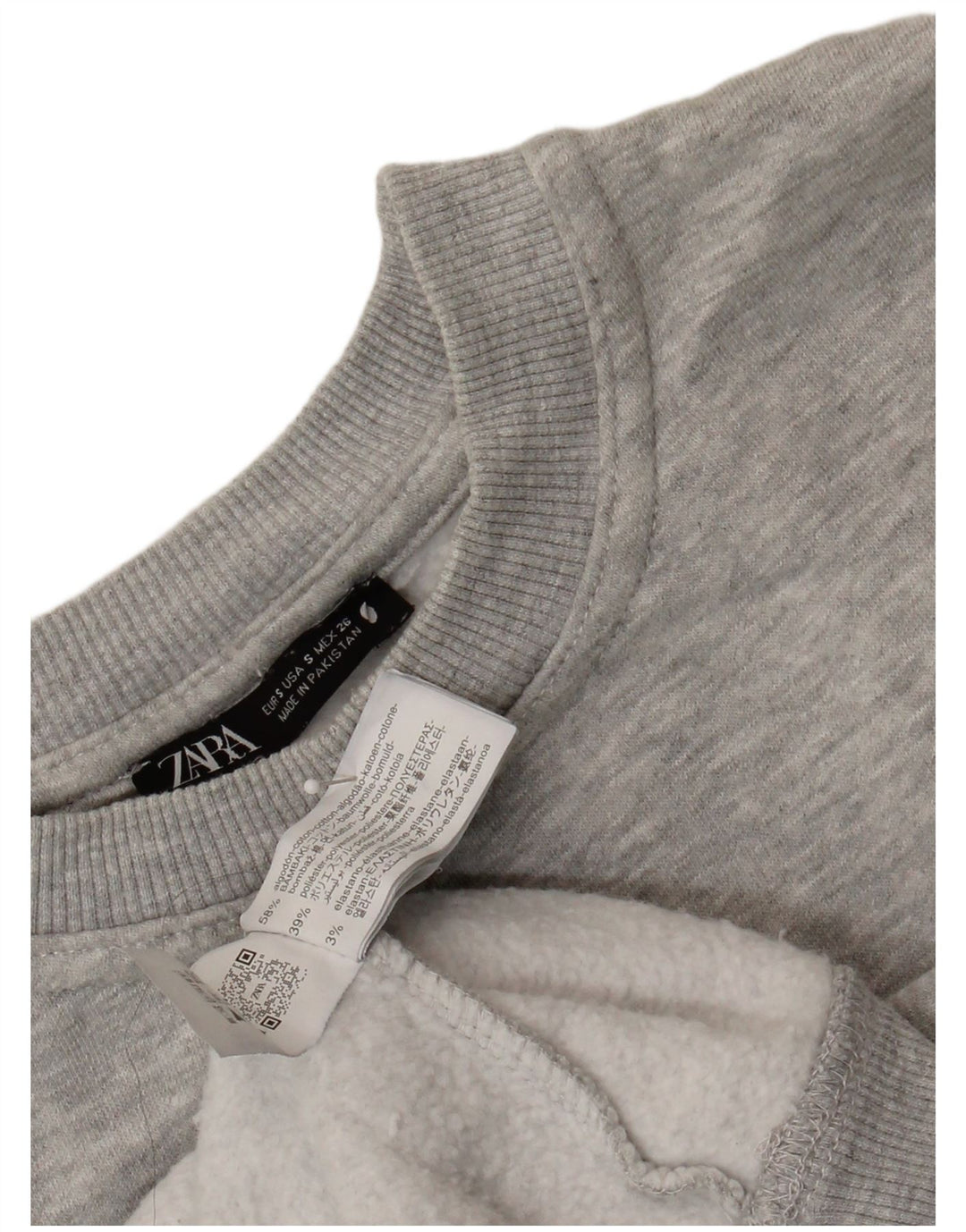 Zara Dame Oversized Sweatshirt Jumper UK 10 Small Grå Flecked Bomuld