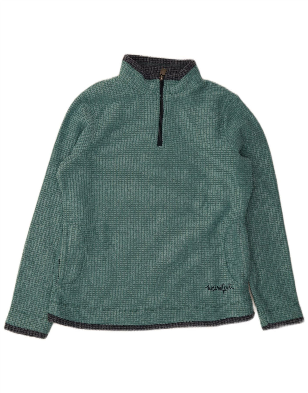 Weird Fish Dame Zip Neck Fleece Jumper UK 12 Medium Green Polyester