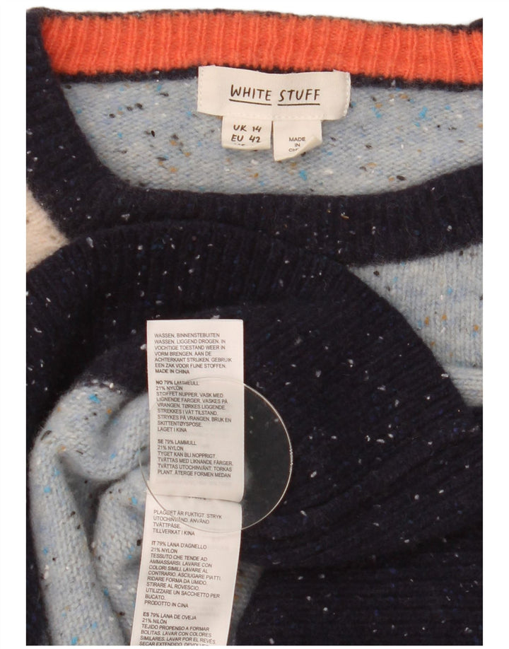White Stuff Dame Jumper Sweater UK 14 Medium Blue Flecked Wool