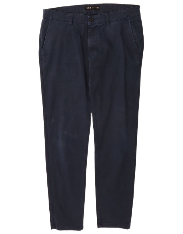Zara Herre Slim Chino Bukser EU 44 Large W34 L29 Marineblå Bomuld
