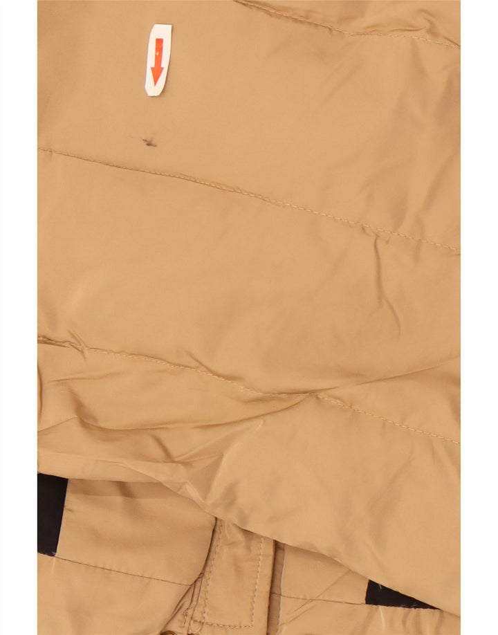 Zara Dame Hætte Polstret Frakke UK 14 Medium Beige Polyester