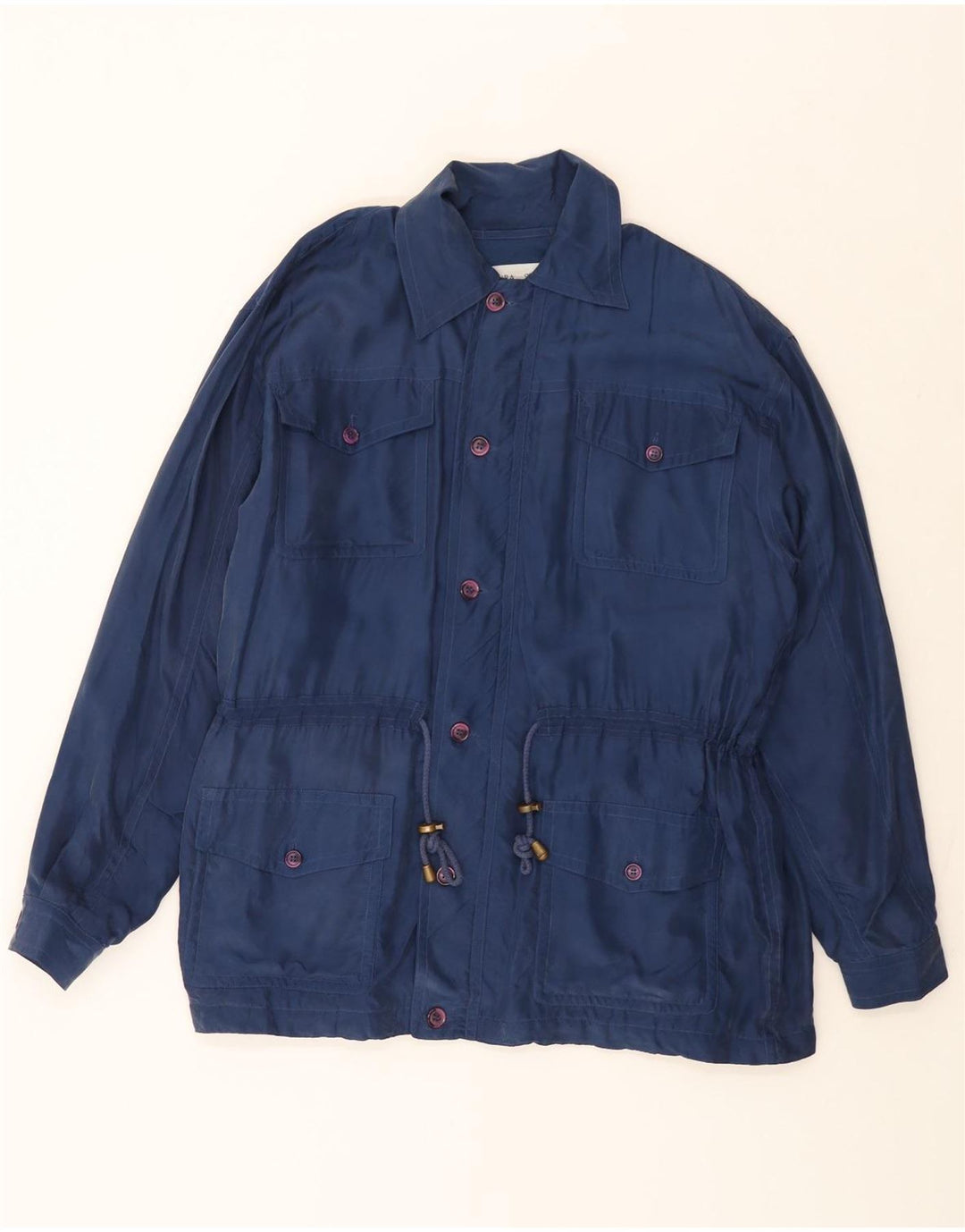 PURA SETA Herre Utility Jacket UK 36 Small Blue Silk