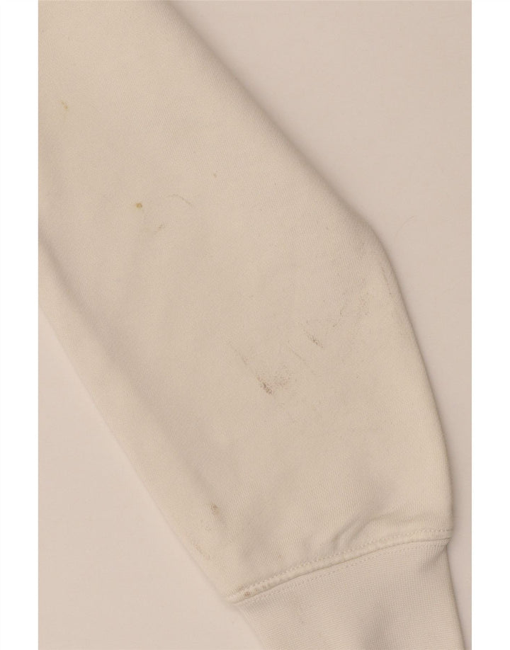 Guess Womens Crop Graphic Sweatshirt Jumper UK 10 Small Off White Polyamid