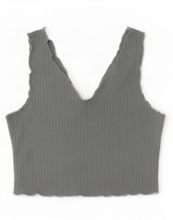 Shein Dame Ærmeløs Crop Top UK 14 Large Grå Polyester