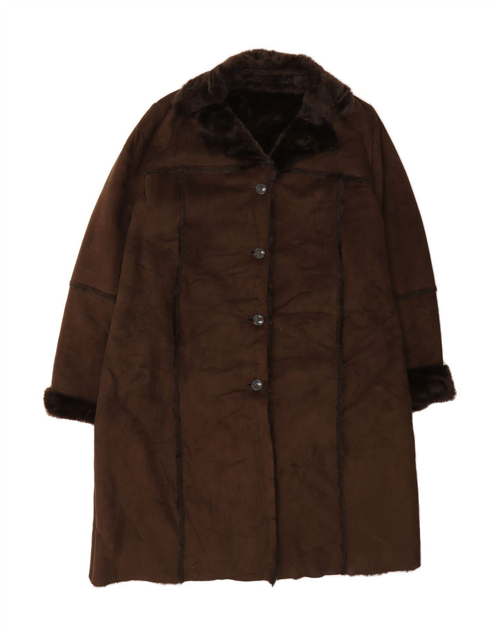 PERSONA Womens Plus Size Sherpa Overcoat Size 27 Large Brown Acrylic Vintage Persona and Second-Hand Persona from Messina Hembry 