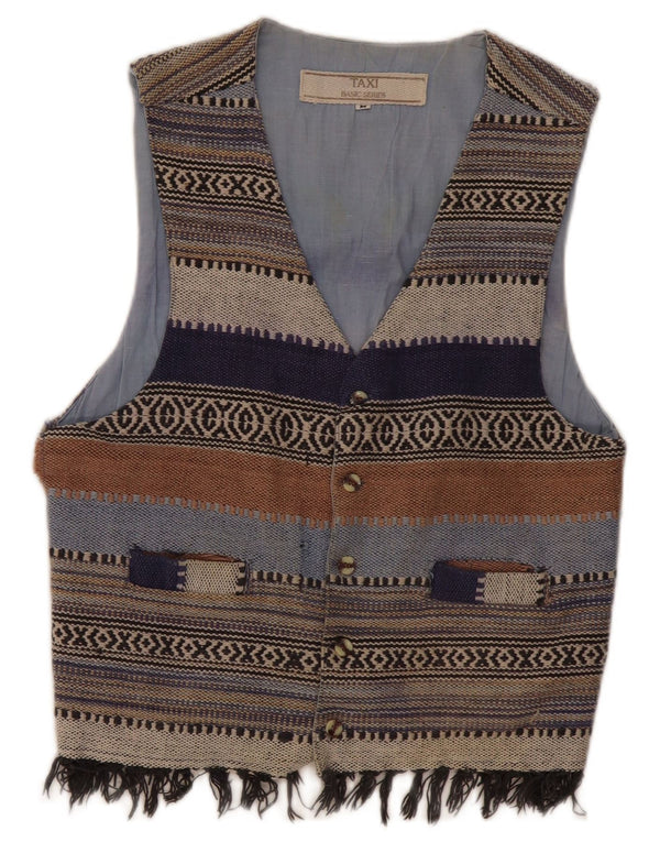 Vintage Mens Waistcoat Medium Multicoloured Striped Cotton