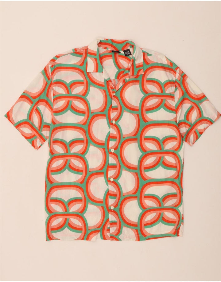 Pull & Bear Kortærmet Herreskjorte Medium Flerfarvet Geometrisk Viscose