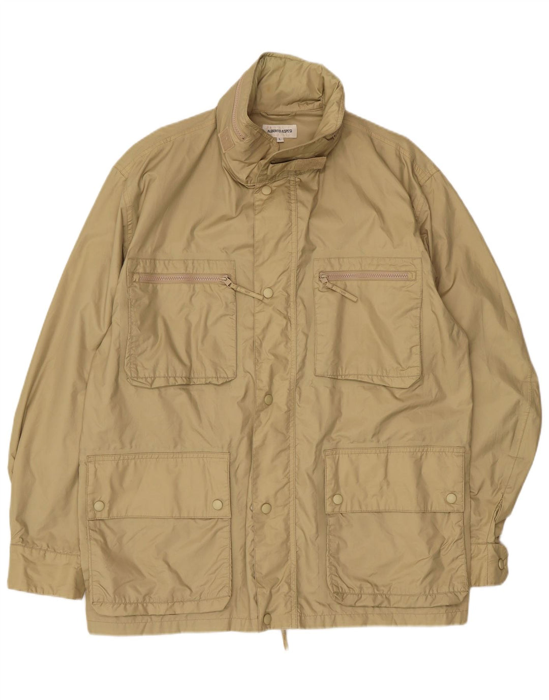 Alberto Aspesi Herre Hooded Utility Jacket UK 40 Large Green Nylon