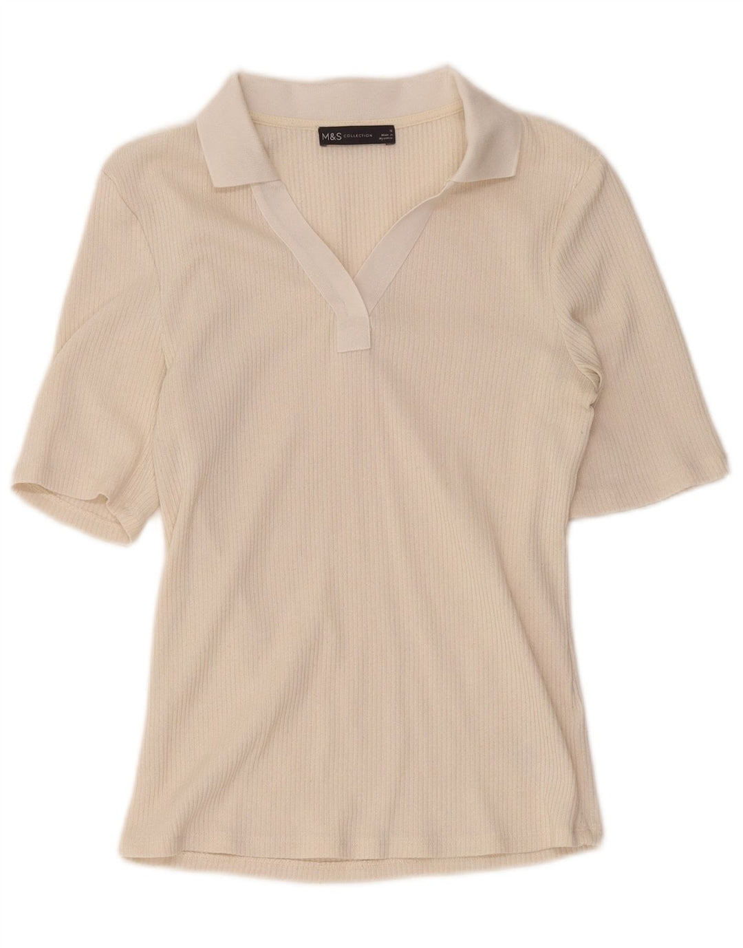 Marks & Spencer Dame Polo Shirt UK 12 Medium Beige Polyester
