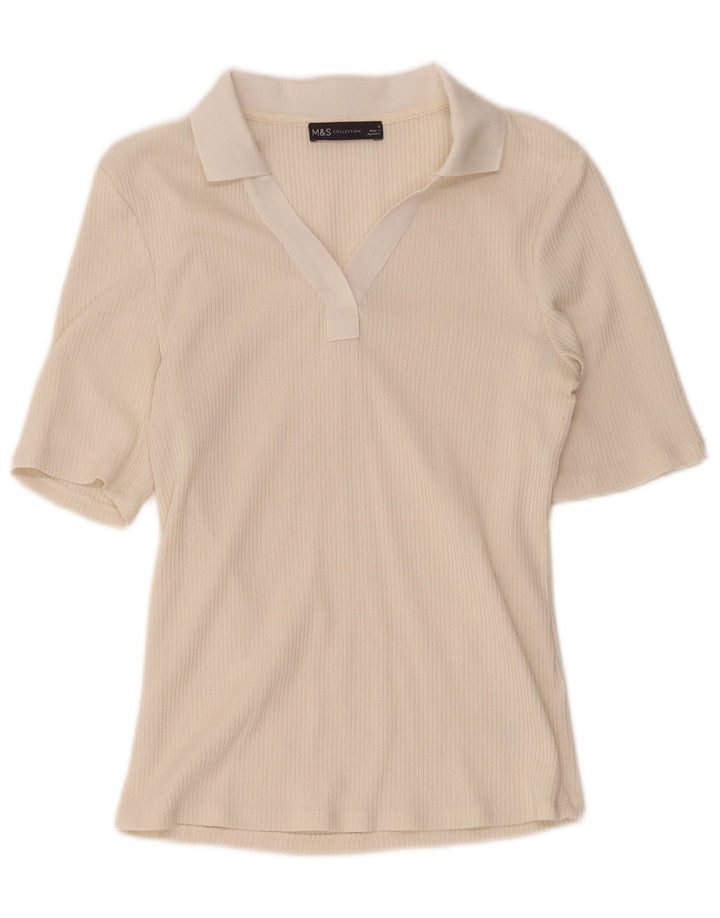 Marks & Spencer Dame Polo Shirt UK 12 Medium Beige Polyester