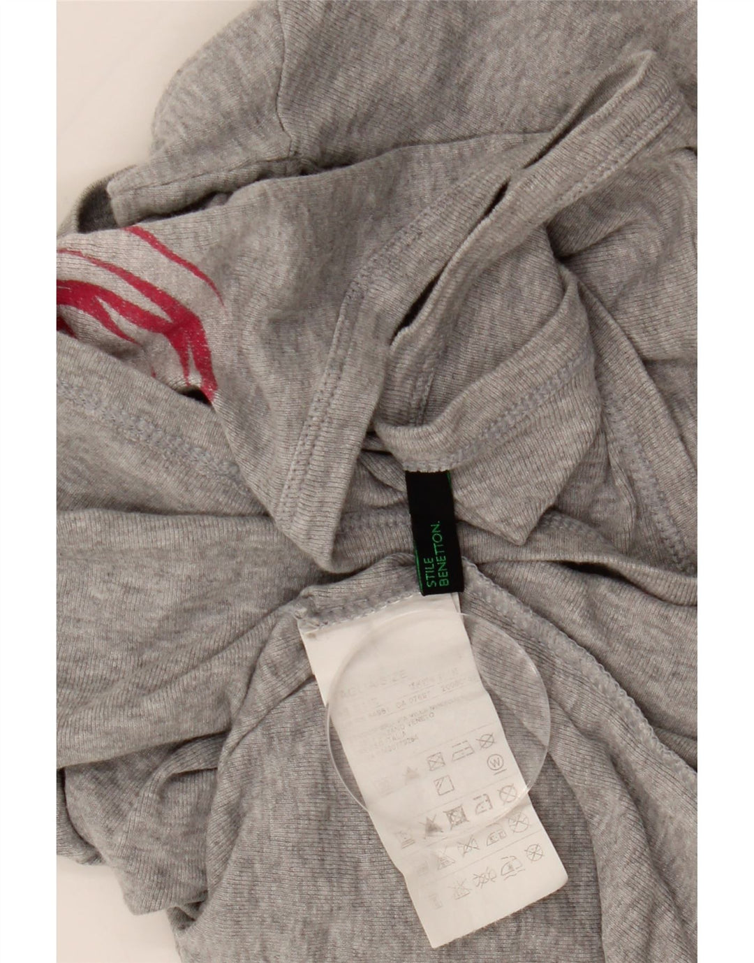 BENETTON Dame Grafisk Top Langærmet UK 16 Stor Grå Flecked Bomuld