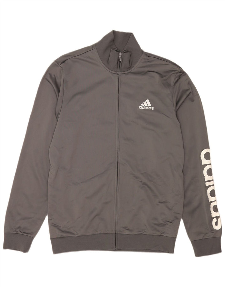 Adidas Herre grafisk træningsdragt Topjakke UK 40/42 Medium Grey Polyester