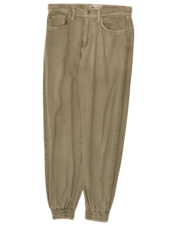 Zara Joggers til kvinder Casual Bukser XS W24 L26 Khaki Bomuld