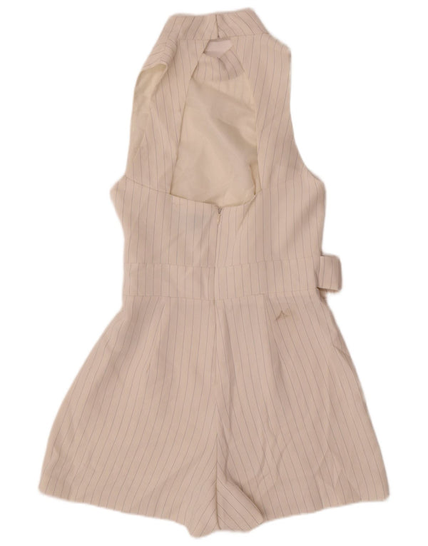 TOPSHOP Dame Ærmeløs Playsuit UK 8 Small White Pinstripe Polyester