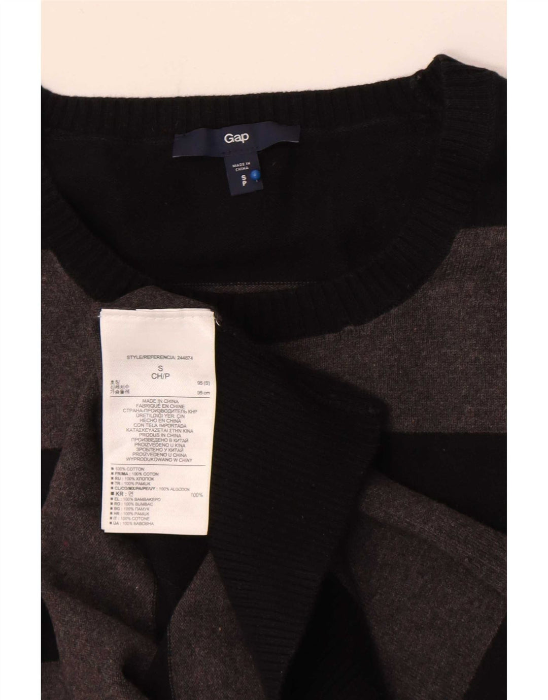 Gap herre rund hals sweater lille grå stribet bomuld