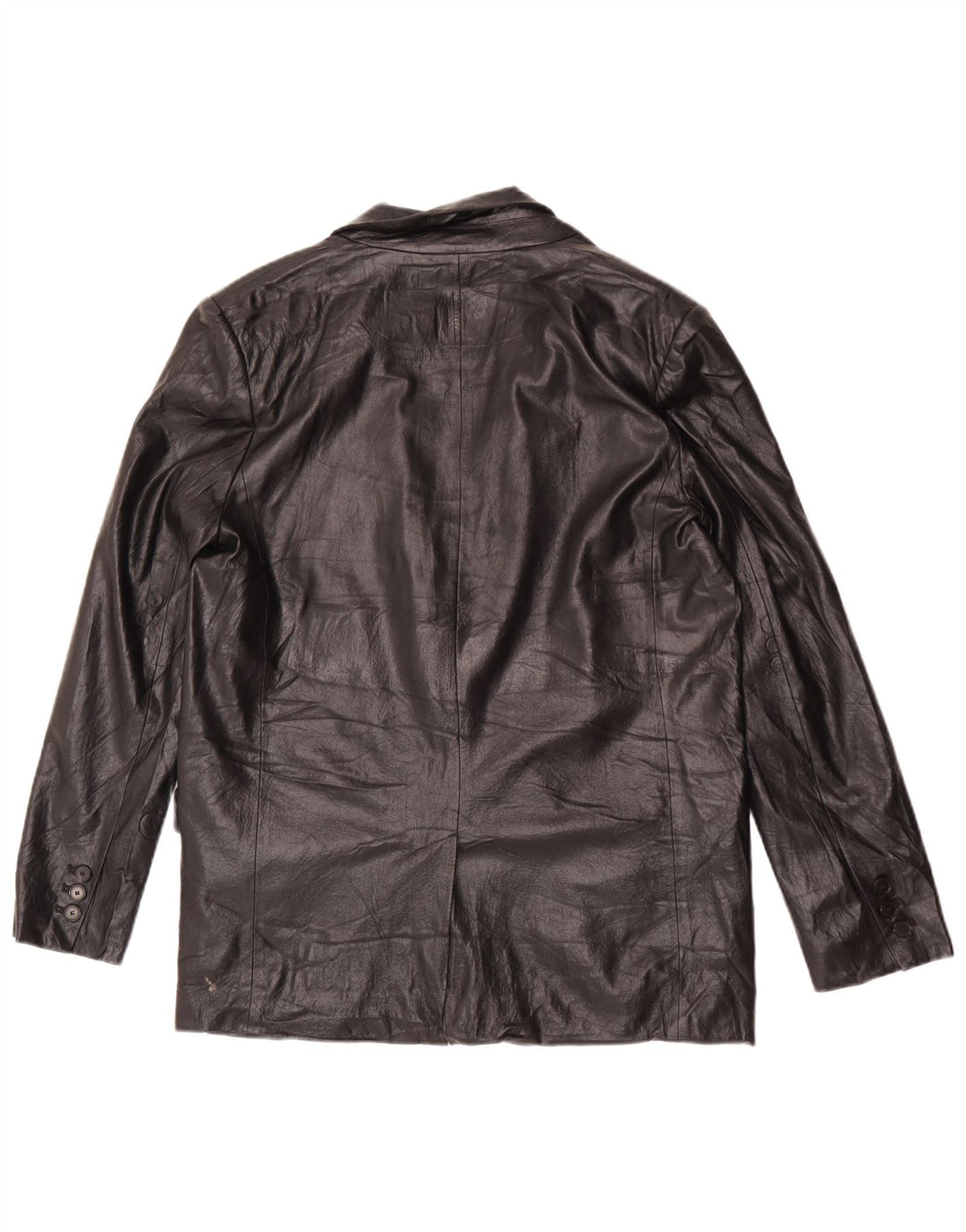 Zara Dame 1 knap imiteret læder blazerjakke UK 14 Medium Sort