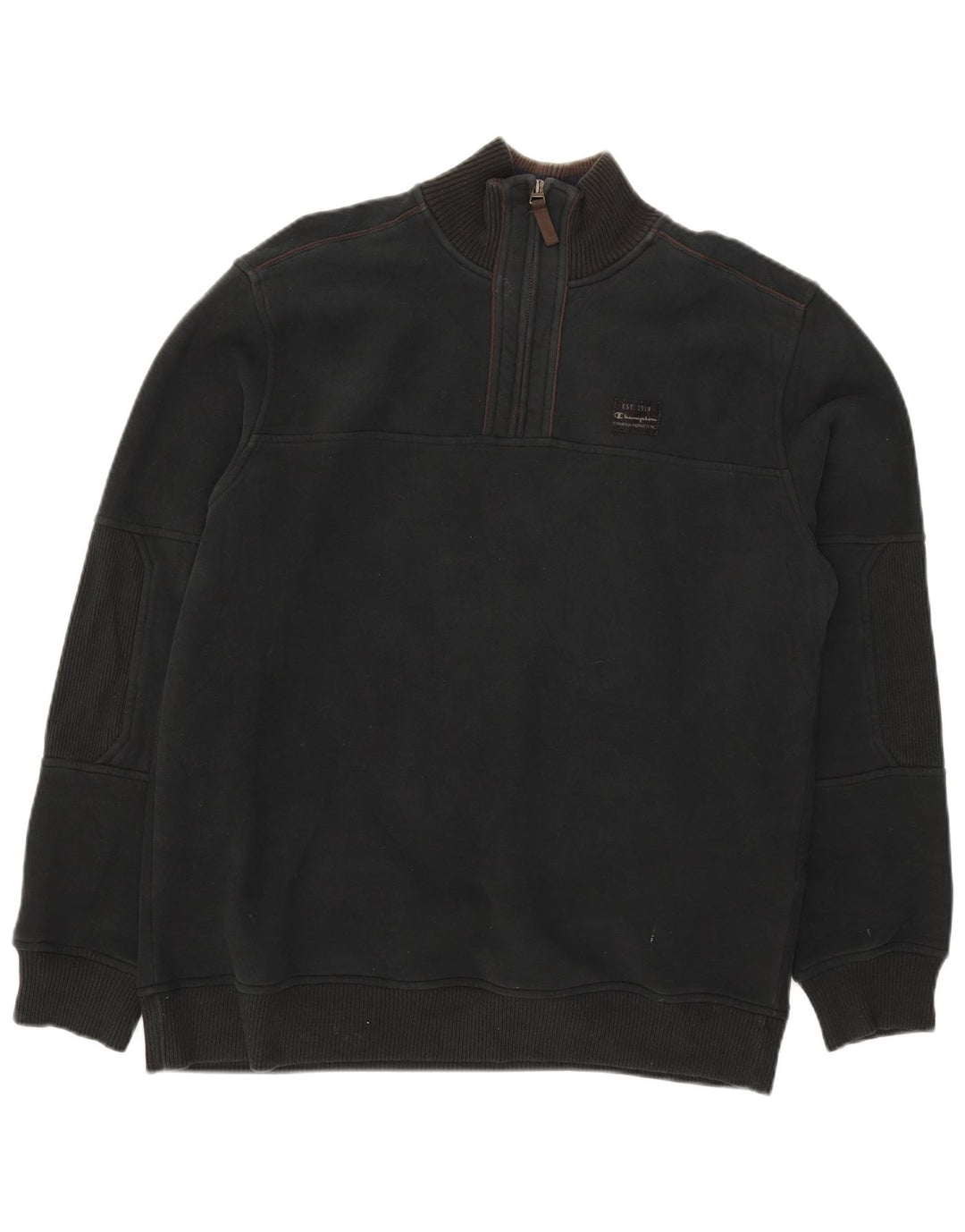 Champion Herre Zip Neck Sweatshirt Jumper XL Sort Bomuld