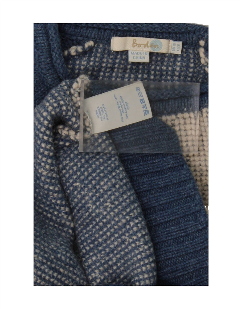 BODEN Womens Crew Neck Jumper Sweater UK 10 Small Grey Colourblock Wool Vintage Boden and Second-Hand Boden from Messina Hembry 