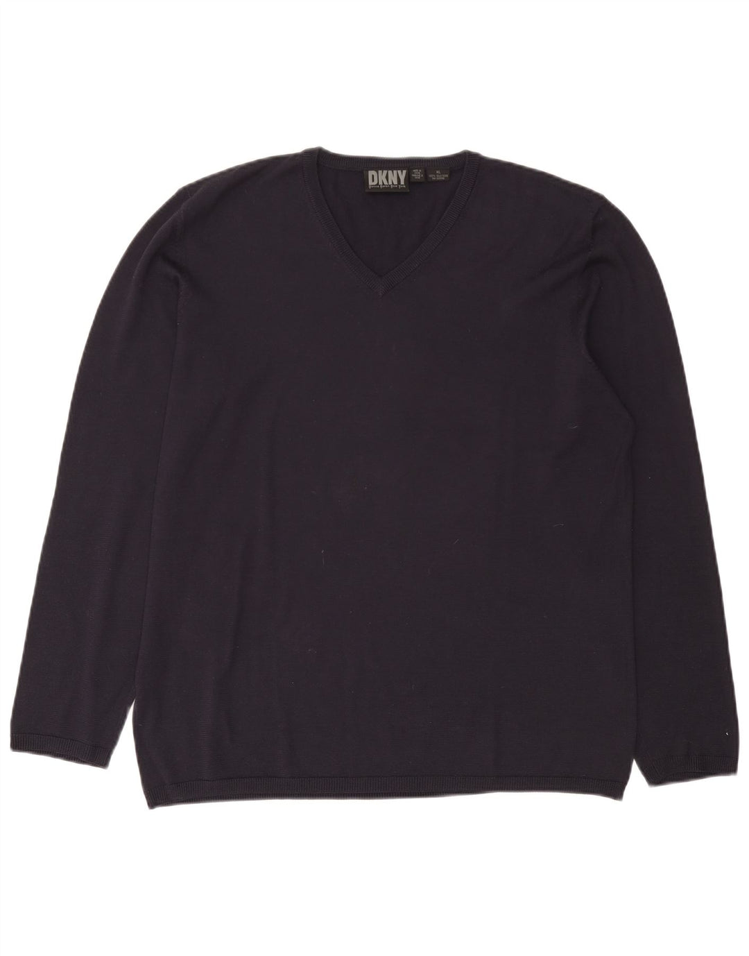 Dkny Herre V-hals sweater XL Marineblå Silke