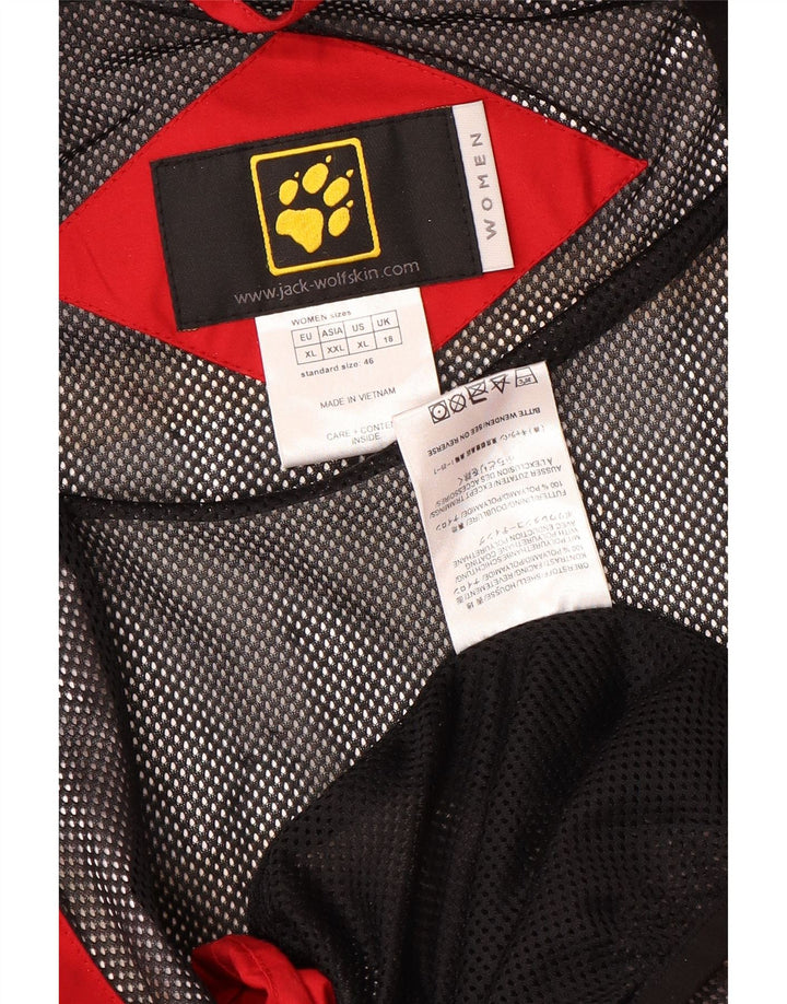 JACK WOLFSKIN Oversized regnjakke til kvinder UK 18 XL Rød Colourblock