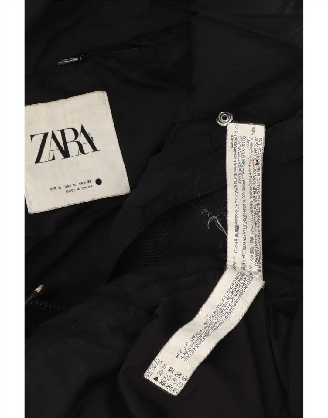Zara Dame Oversized Polstret Jakke UK 10 Small Black Polyester