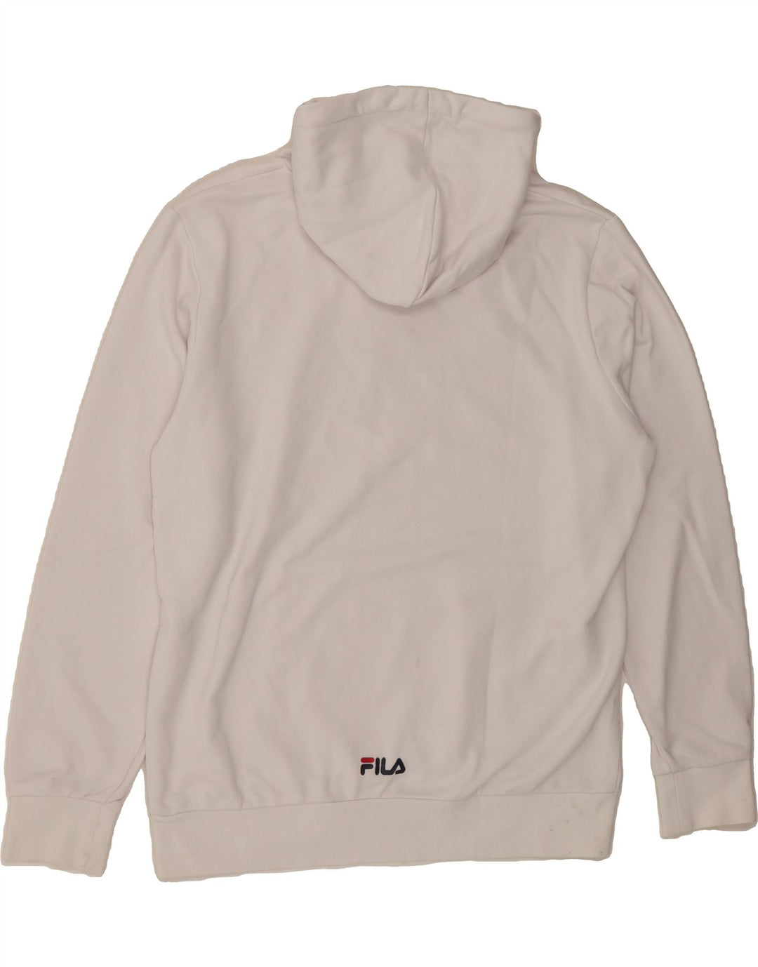 FILA Mens Graphic Hoodie Jumper Medium White Cotton Vintage Fila and Second-Hand Fila from Messina Hembry 