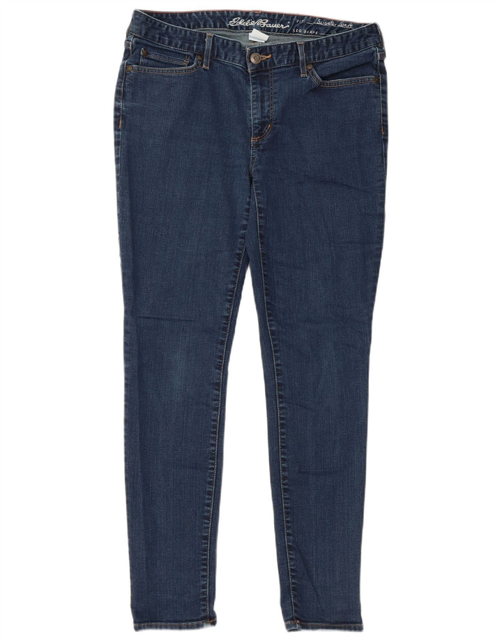 EDDIE BAUER Dame Slightly Curvy Skinny Jeans US 12 Large W32 L28 Blue