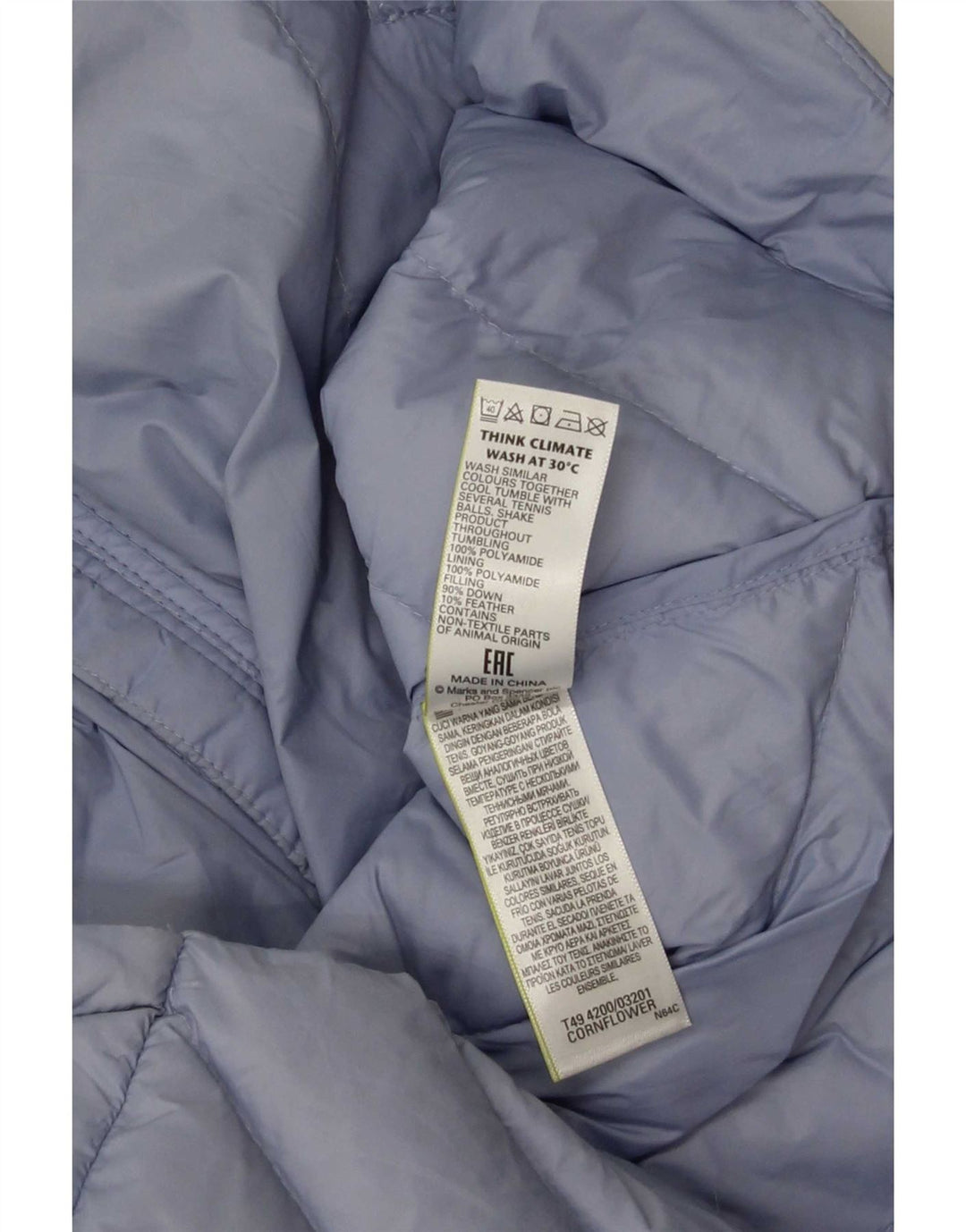 Marks & Spencer Polstret jakke til kvinder UK 12 Medium Blue Polyamide