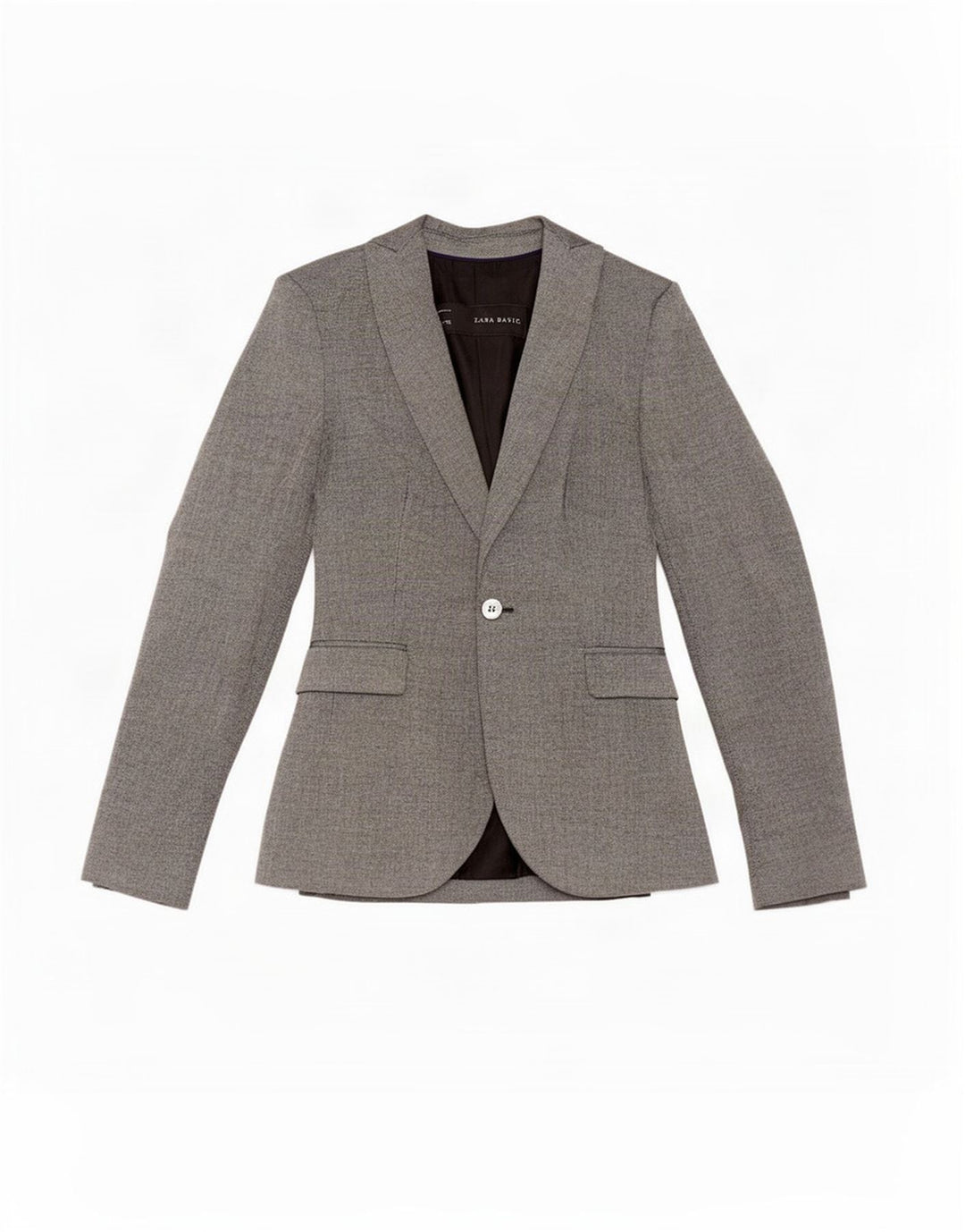 Zara Dame 1 Knap Blazer Jacket UK 6 XS Grå Polyester