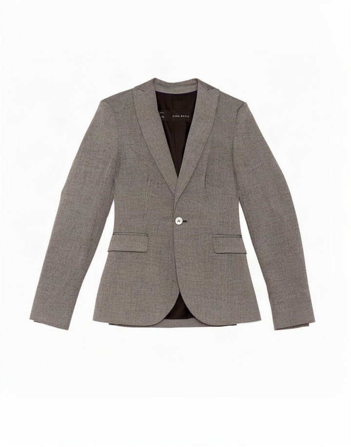 Zara Dame 1 Knap Blazer Jacket UK 6 XS Grå Polyester