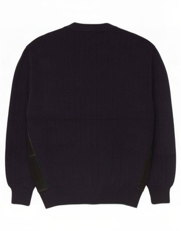 Malagrida Mens Cardigan Sweater XL Navy Blue Argyle/Diamond Viscose