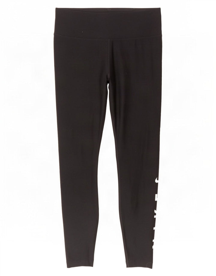Nike Dame Dri Fit Grafiske Leggings UK 14 Medium Sort Polyester