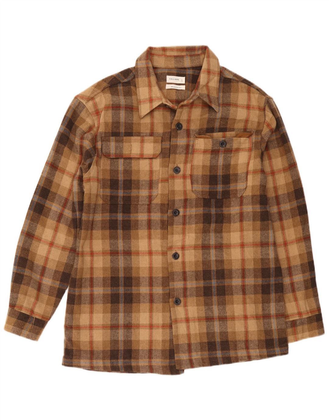 Calliope Herre Relaxed Fit Flanellskjorte Stor brun ternet polyester