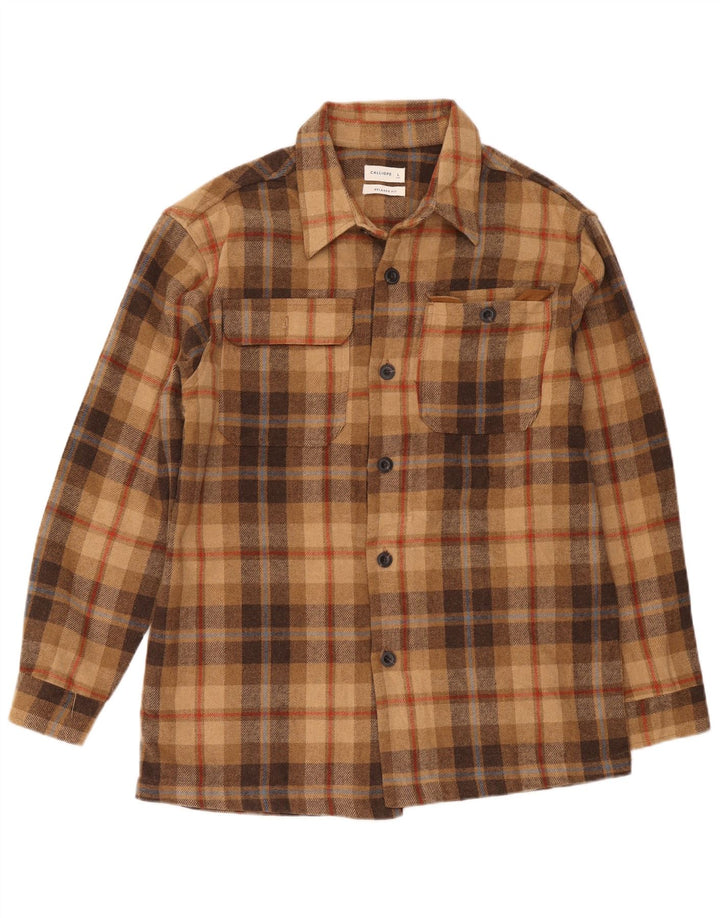 Calliope Herre Relaxed Fit Flanellskjorte Stor brun ternet polyester