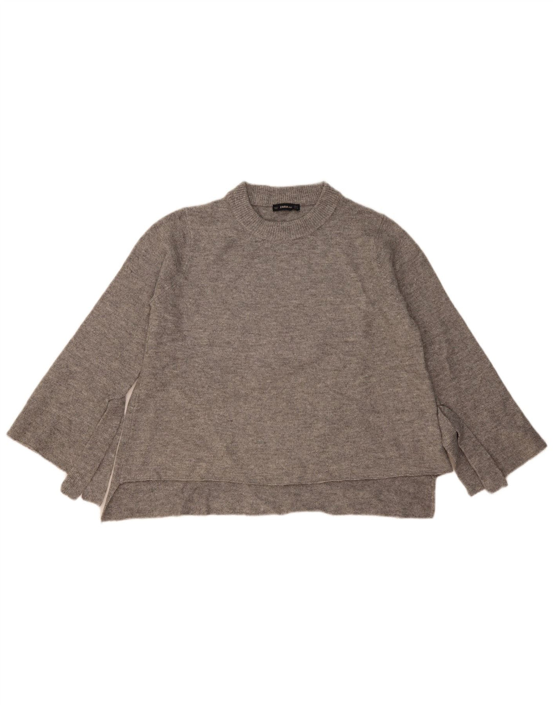 Zara Dame Oversized Crew Neck Jumper Sweater UK 14 Medium Grey Flecked