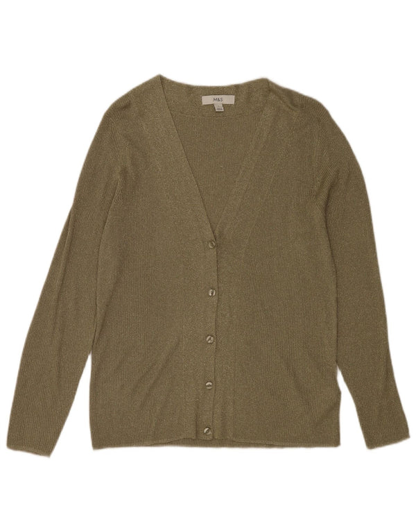 Marks & Spencer Dame Cardigan Sweater UK 14 Stor Khaki Flecked Viscose