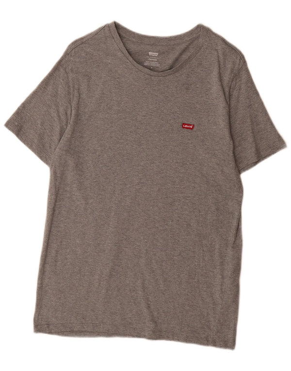Levi's T-shirt top til kvinder i standard pasform UK 14 Mellemgrå flækket bomuld