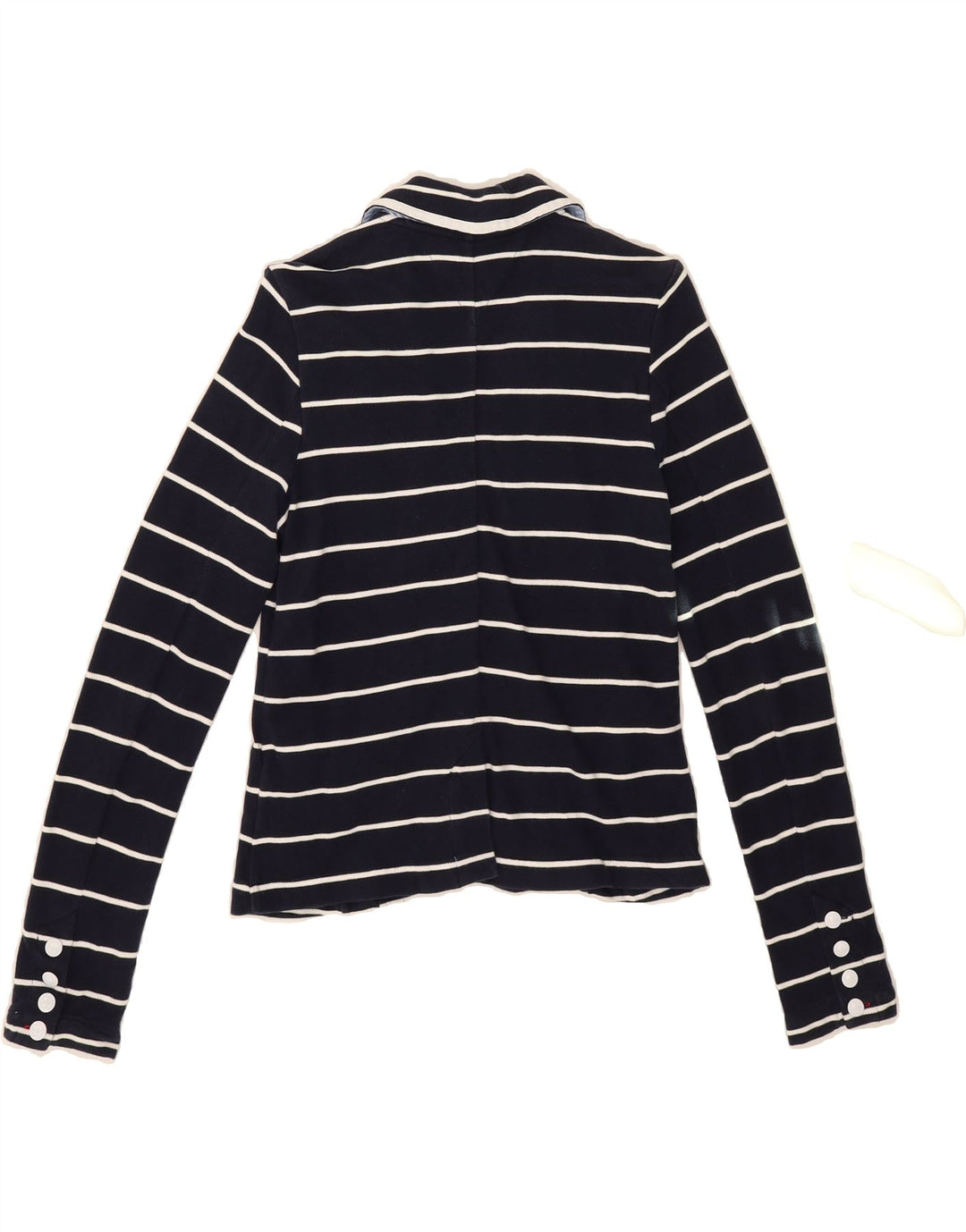 TOMMY HILFIGER Womens 2 Button Blazer Jacket UK 10 Small Navy Blue Striped Vintage Tommy Hilfiger and Second-Hand Tommy Hilfiger from Messina Hembry 