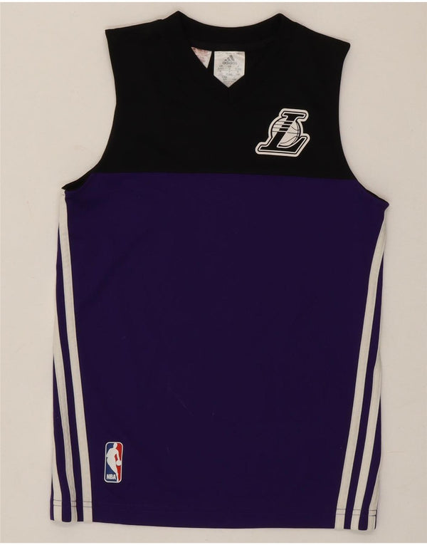 Adidas Boys Los Angeles Grafisk Vest Top 9-10 år Lilla Colourblock