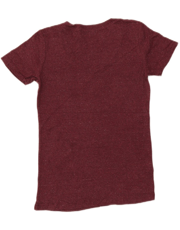 EDDIE BAUER Womens T-Shirt Top UK 6 XS Maroon Flecked Cotton